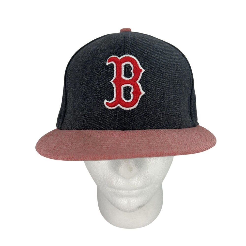 Boston Red Sox Hat Cap Fitted Mens 7 3/8 Navy Red MLB Baseball New Era 59Fifty